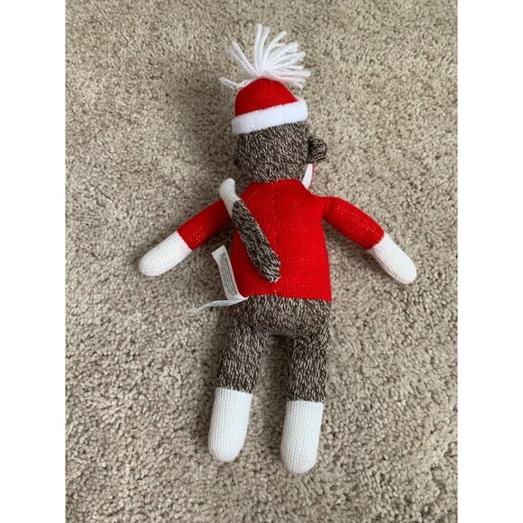 Cute 12” Sock Monkey Plush Toy In Santa Suit and Hat - Picture 3 of 6